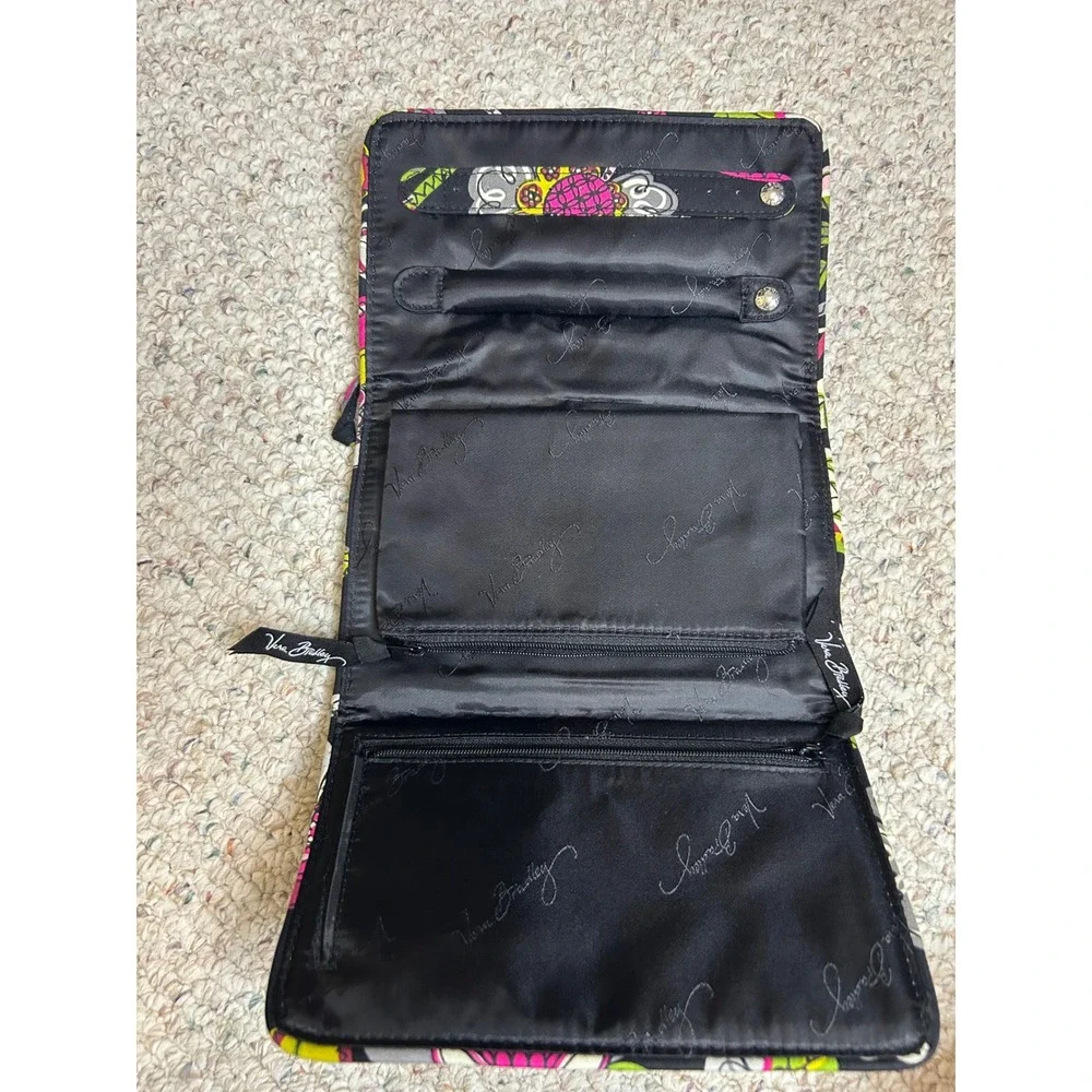 Vera Bradley‎ Jewelry Case Roll Black Floral Travel Organizer Cosmetic Bag